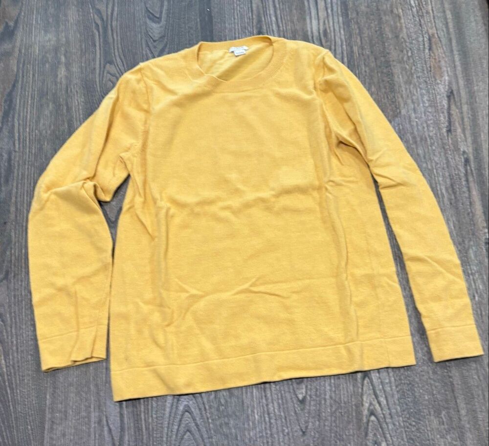 J. Crew Women's Crew Neck Cotton Wool Blend Pullover Sweater Yellow Medium
